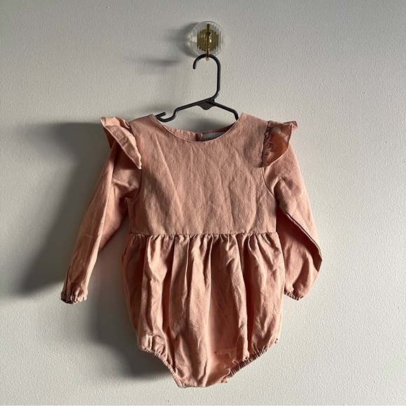 New Babe Basics Flutter Sleeve Linen Baby Romper Size 18-24 months - Picture 4 of 11